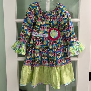 New handmade girls flannel dress, size 6